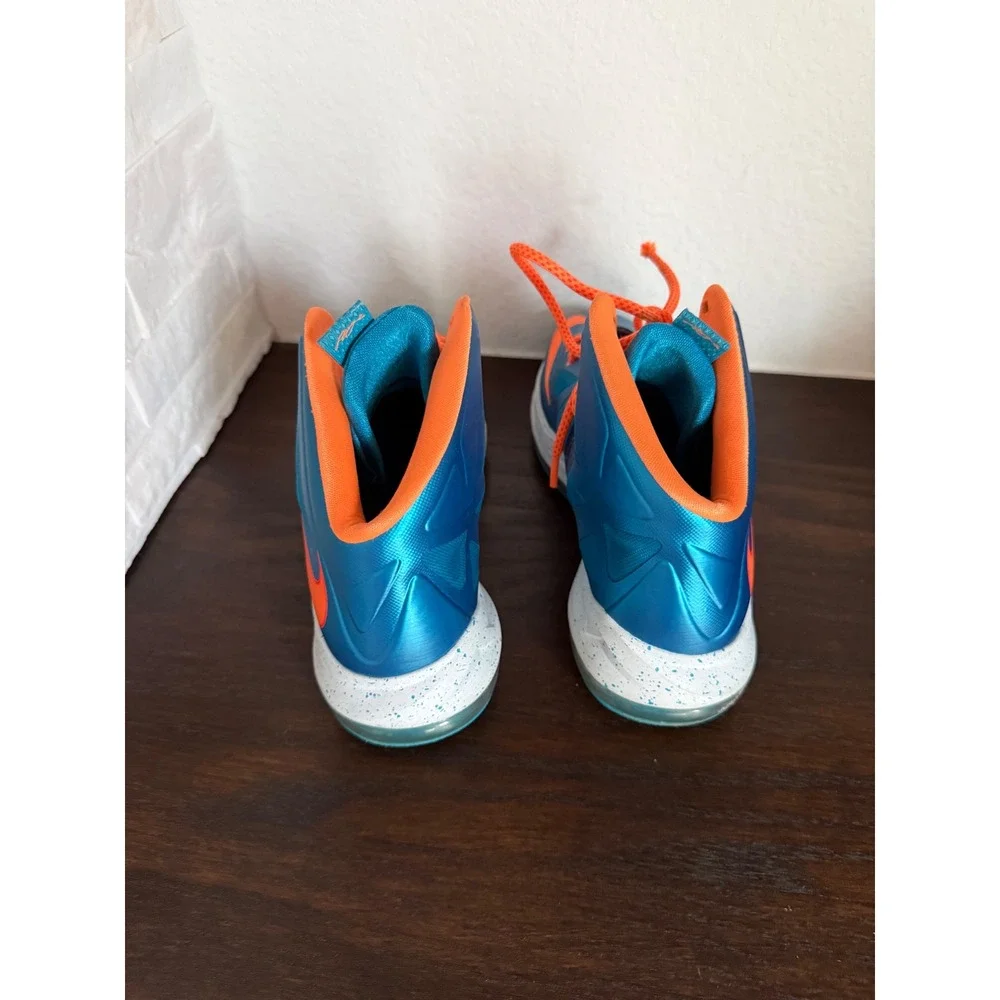 Nike LeBron 10 GS Windchill Blue Diamond Orange Kids Size 6Y